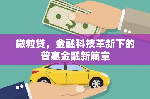 溧水微粒贷，金融科技革新下的普惠金融新篇章